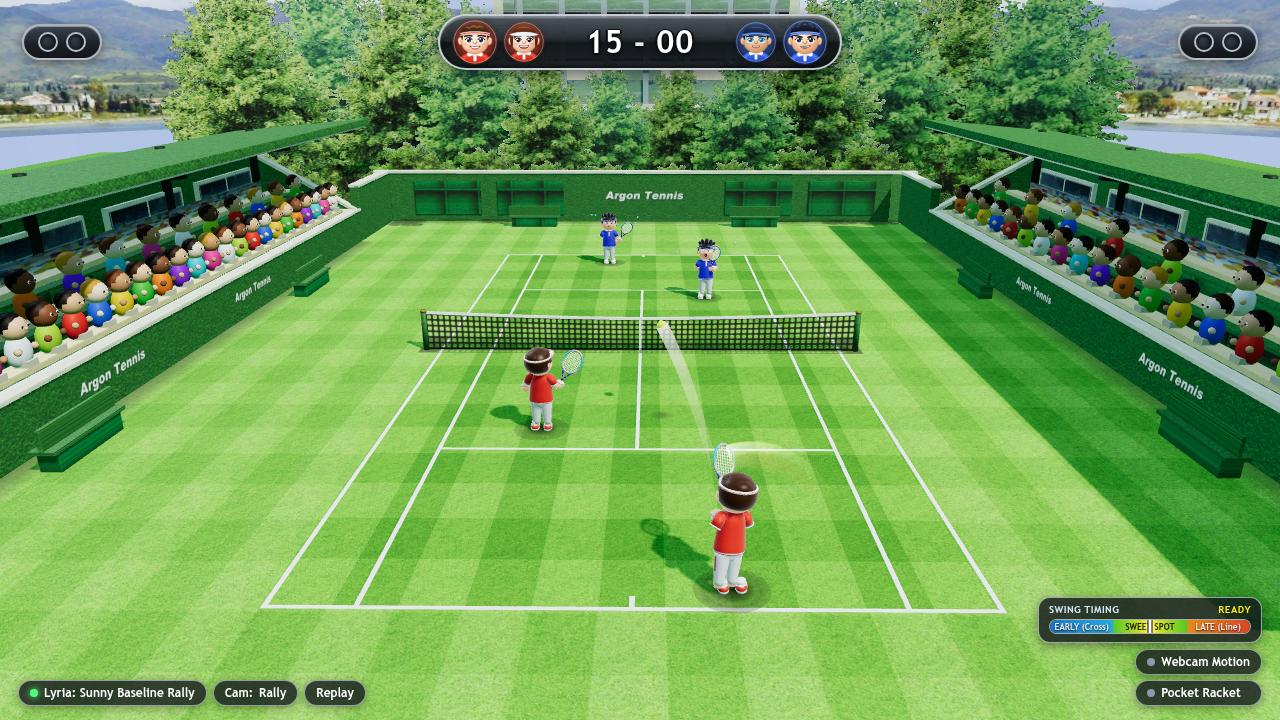 Captura real de Argon Tennis con la pista, los jugadores y el marcador.